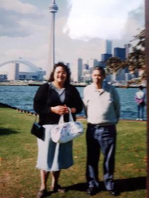 Janice with Dad in front of C.N. tower