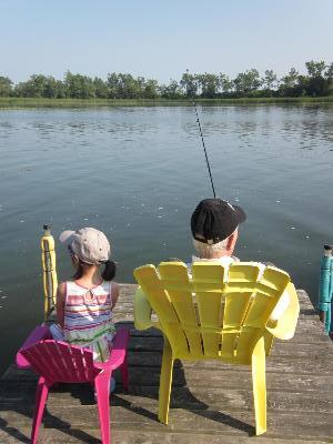 Bryan and Niamh fishing off the dock