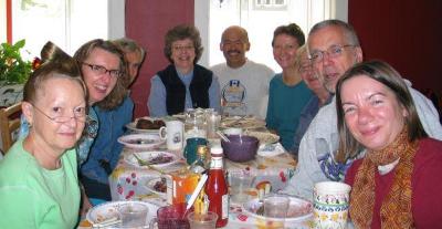Having brunch with the gang after the walk